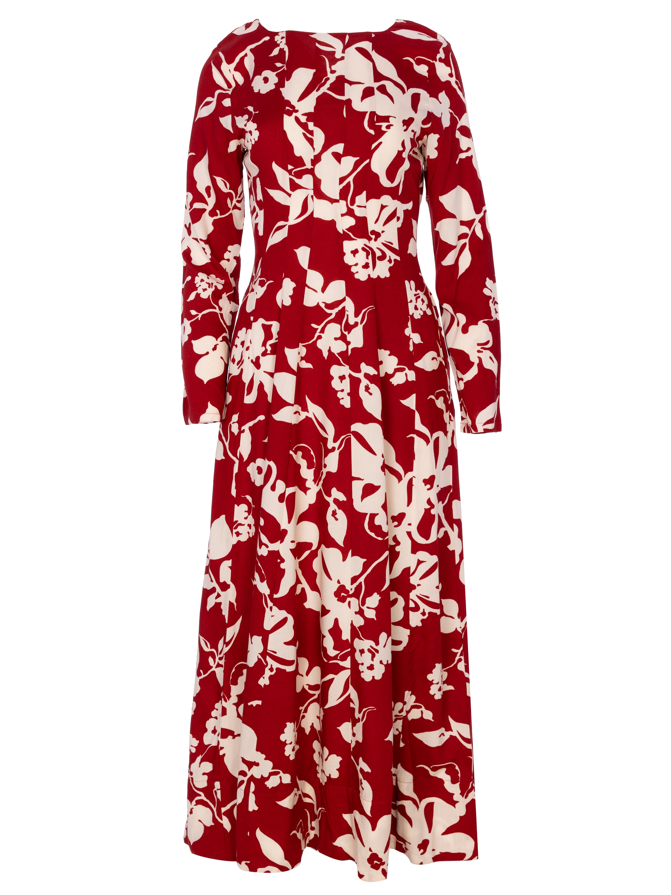 CORDELIA RED - Vestido largo rojo con flores blancas, para invitadas de boda, fiesta y eventos de primvera y verano. MIOH es la marca española de vestidos de fiesta mas de moda, preferida por influencers y famosas de España