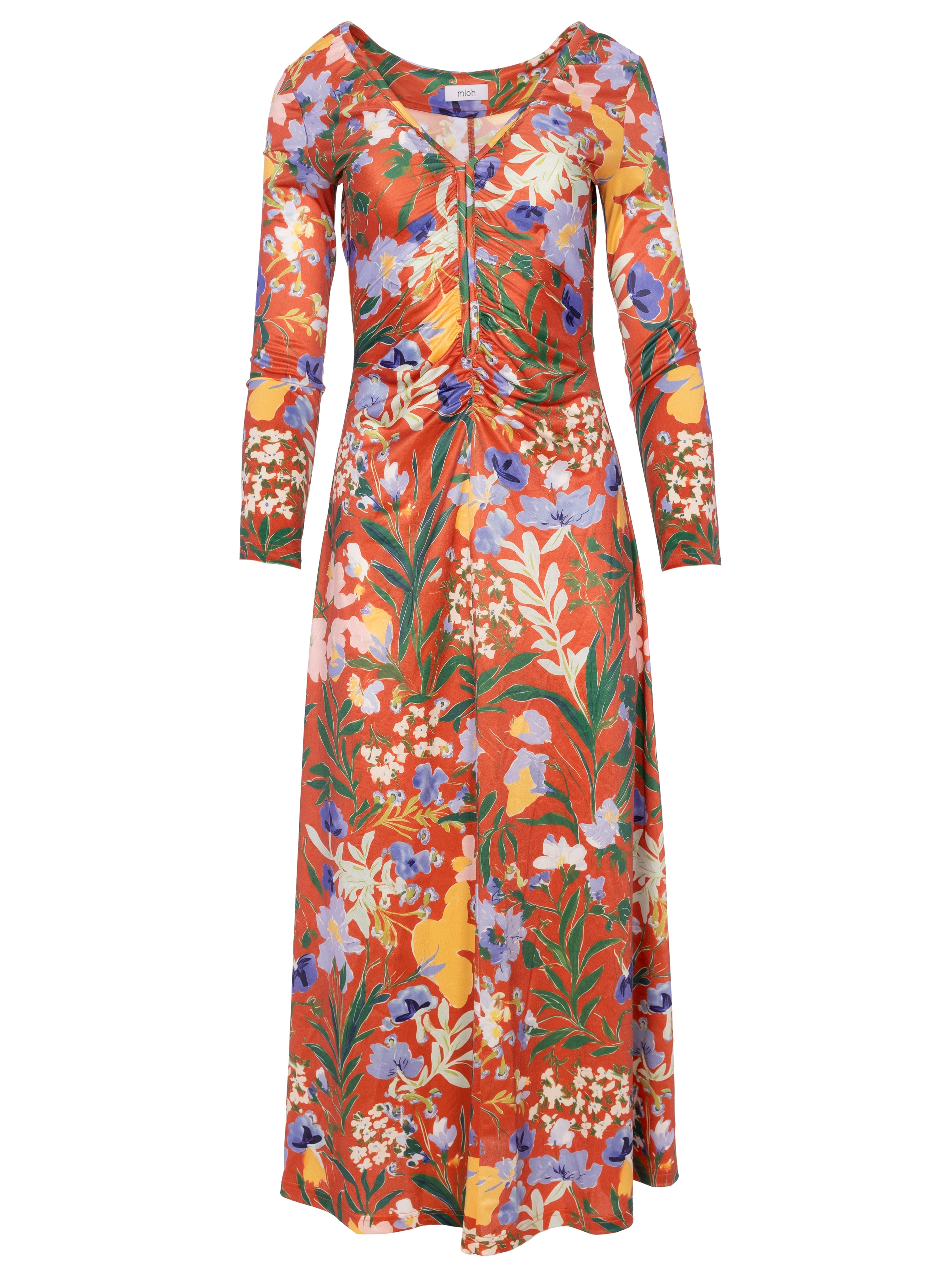 EMILIA - Vestido punto reversible estampado floral, de fiesta e invitada de boda y evento primavera verano. MIOH es la marca española de vestidos de fiesta para invitadas de boda más de moda en España