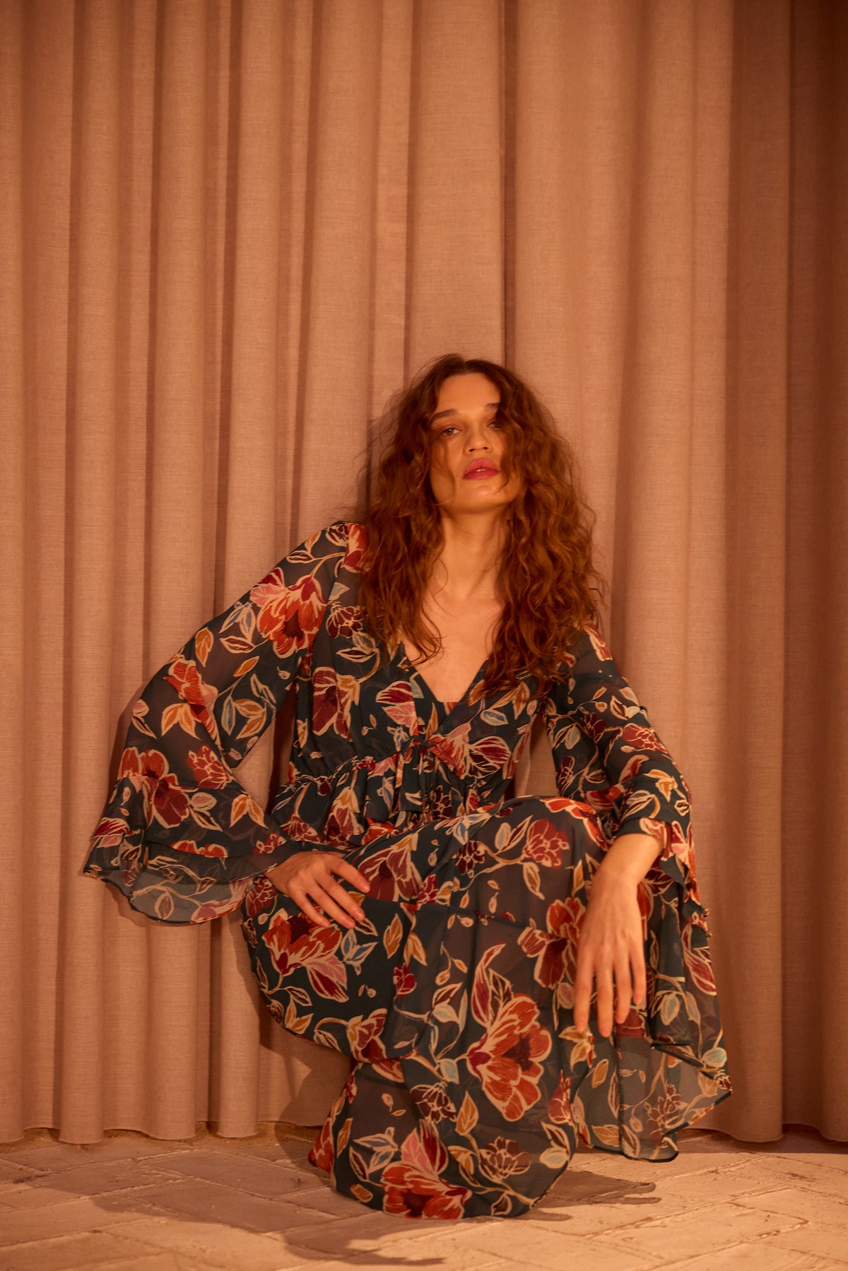 GRAZIA FLOWERS - Vestido + top de gasa estampado floral tirantes