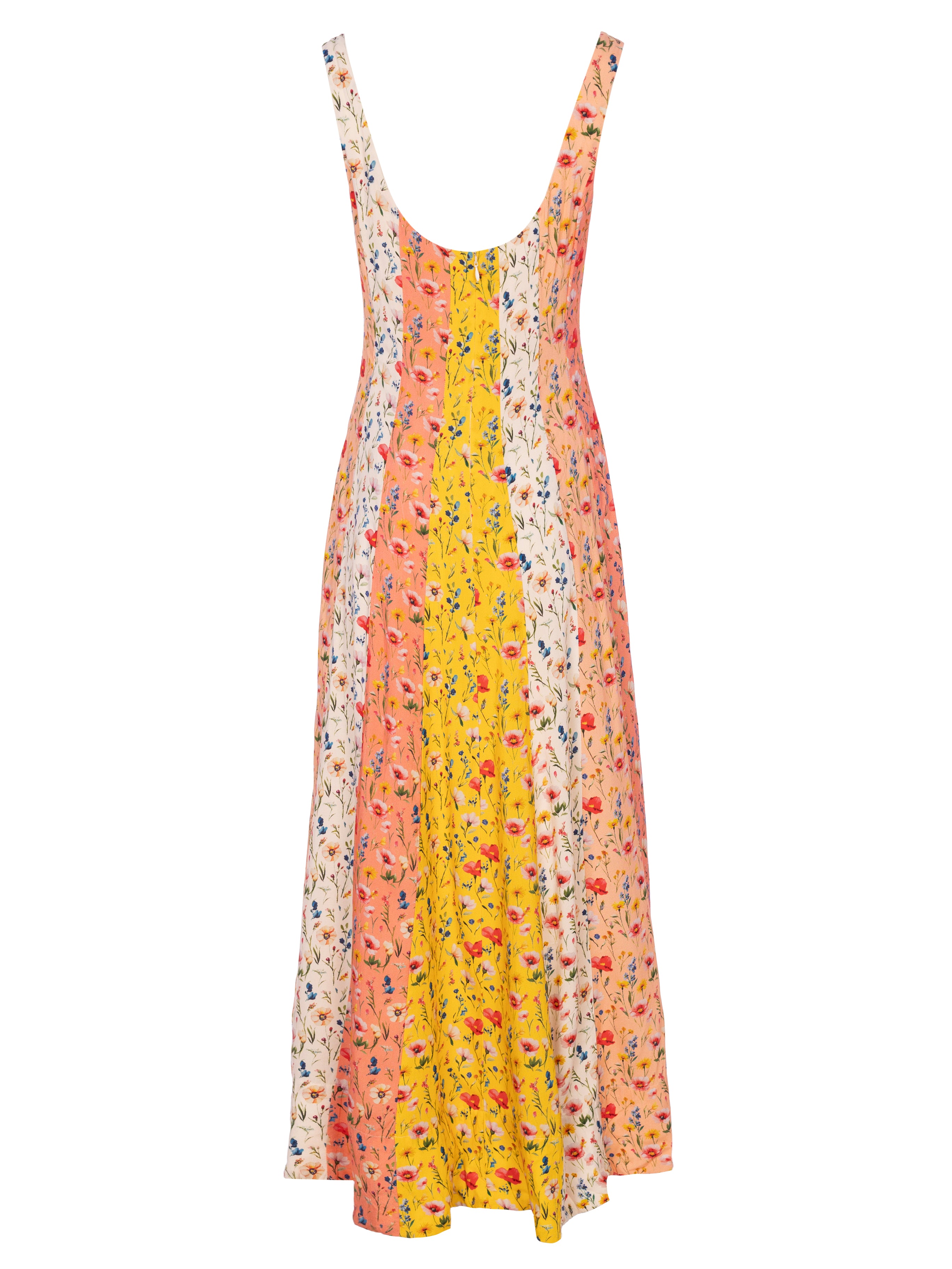 OTHELLO STRIPES - Vestido largo multicolor con paneles florales, para invitadas de boda, fiesta y eventos de primvera y verano. MIOH es la marca española de vestidos de fiesta para invitadas de boda más de moda en España