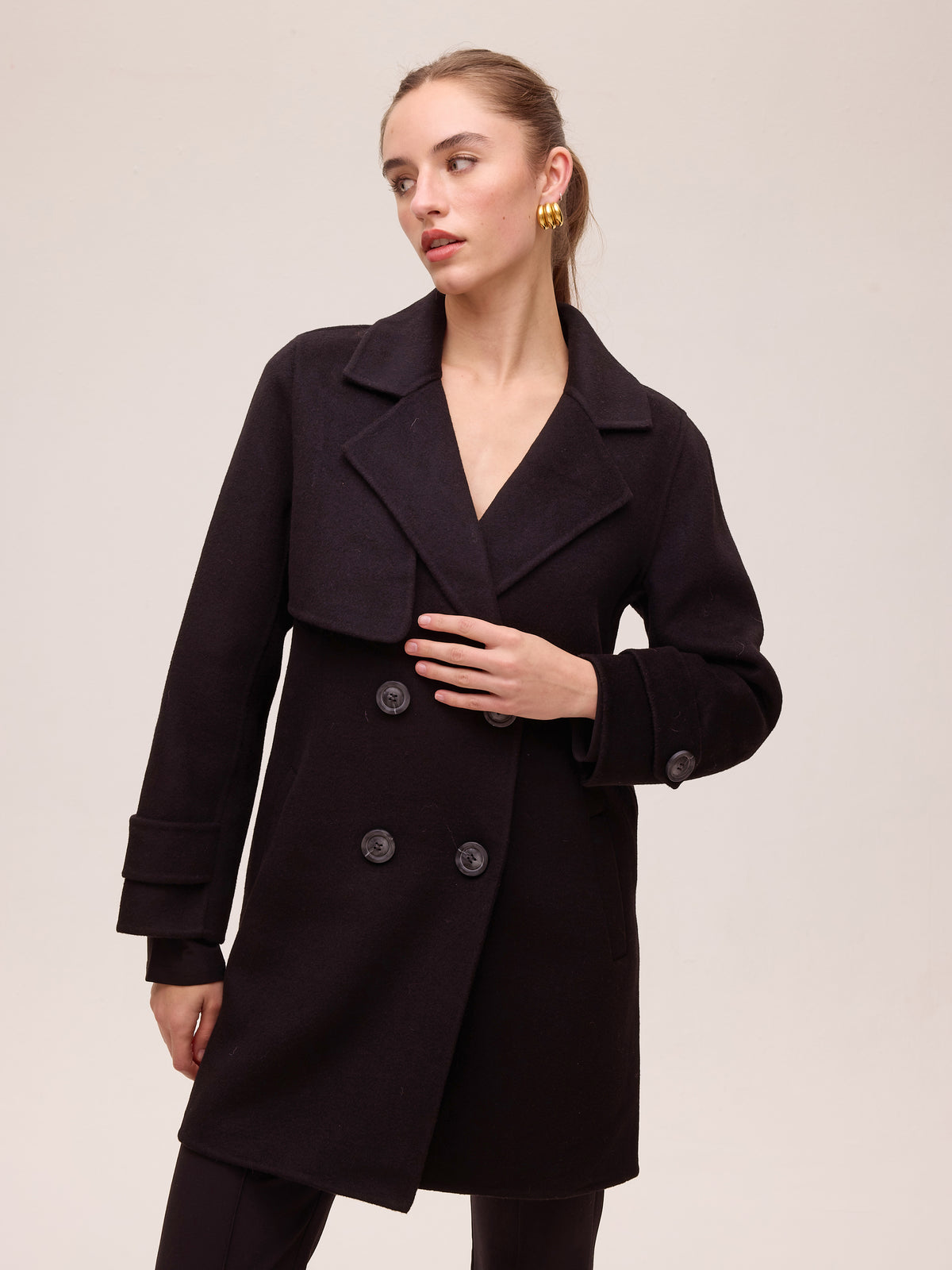 ALTAMIRA - Chaquetón marinero paño lana negro