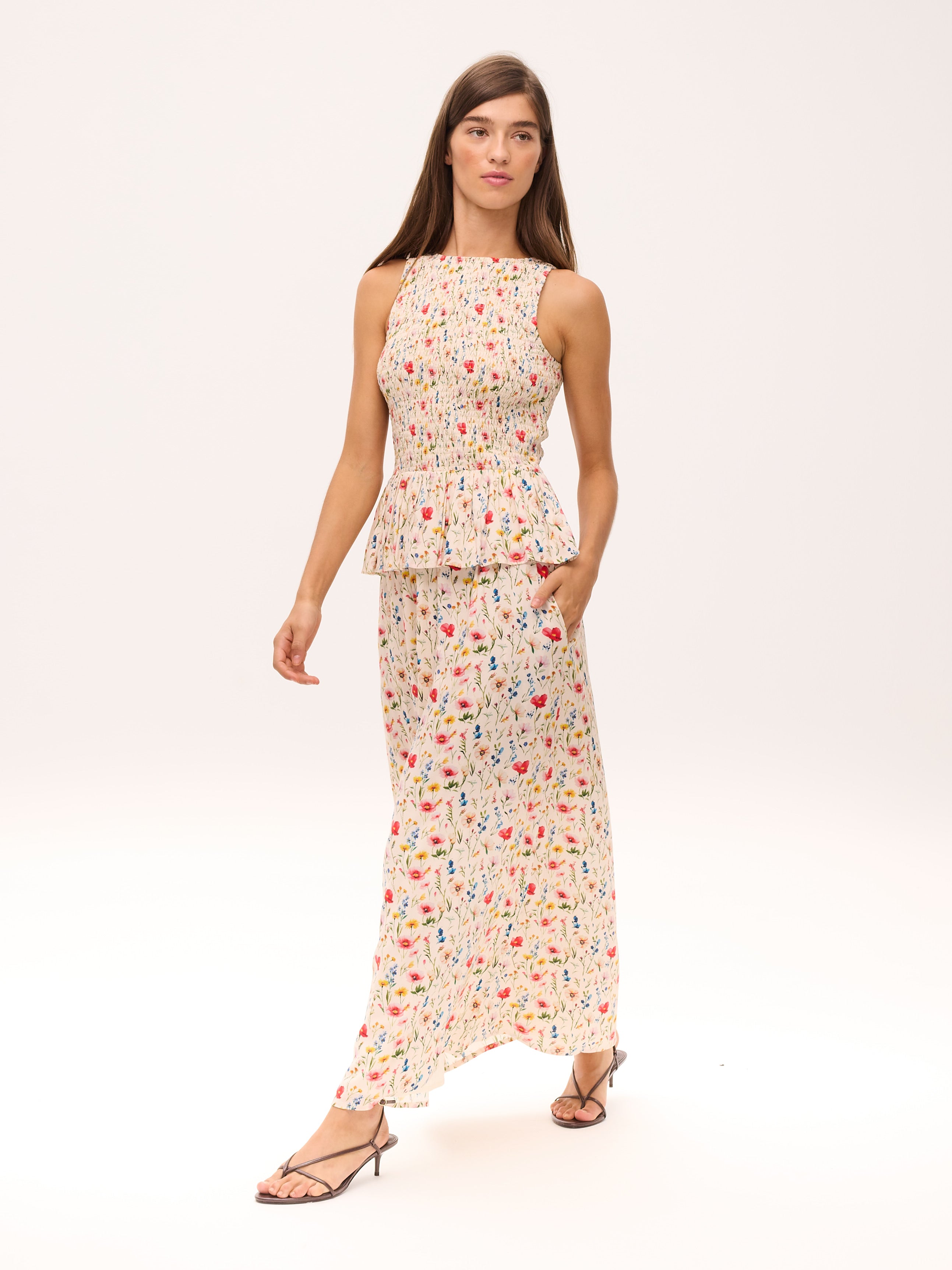 DUX FLOWERS - Conjunto top + falda estampado flores, de fiesta e invitada de boda y evento primavera verano. MIOH es la marca que eligen las influencers de España para sus eventos, como bodas y fiestas