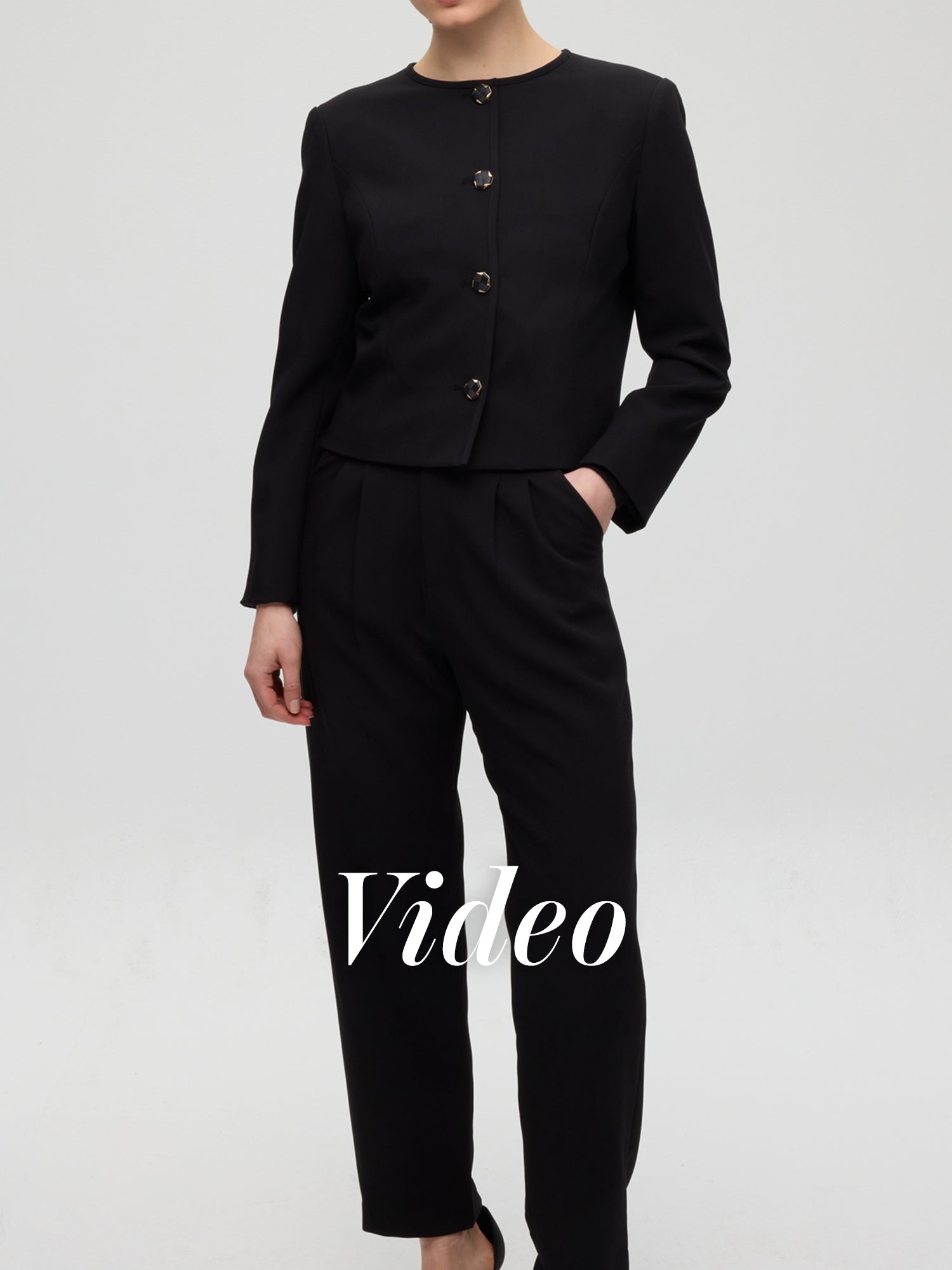 mioh | FORT JACKET + FORT PANT - Chaqueta y pantalón punto roma negro