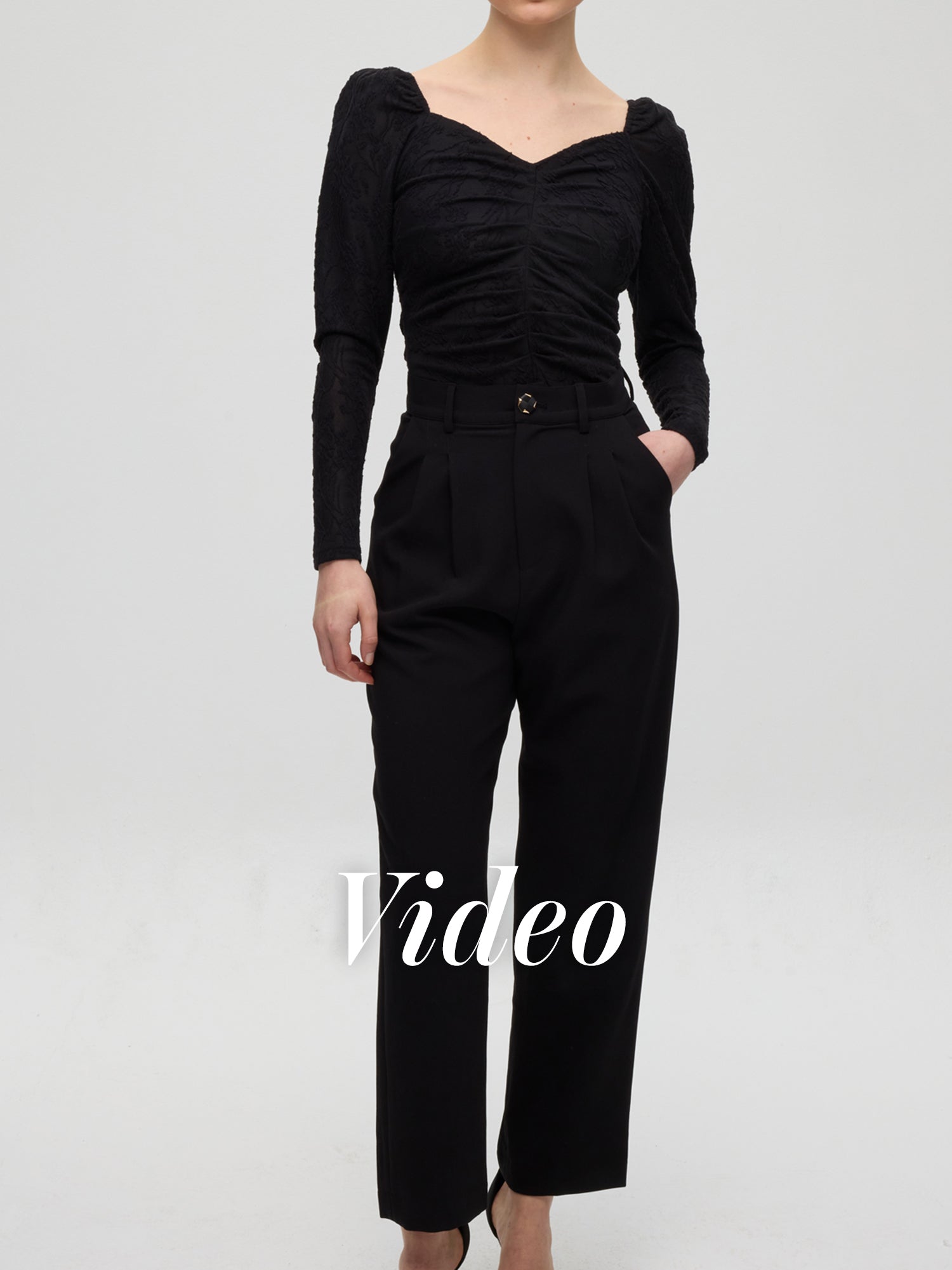mioh | FORT PANT + ORSAY - Pantalón y Top escote corazón negro