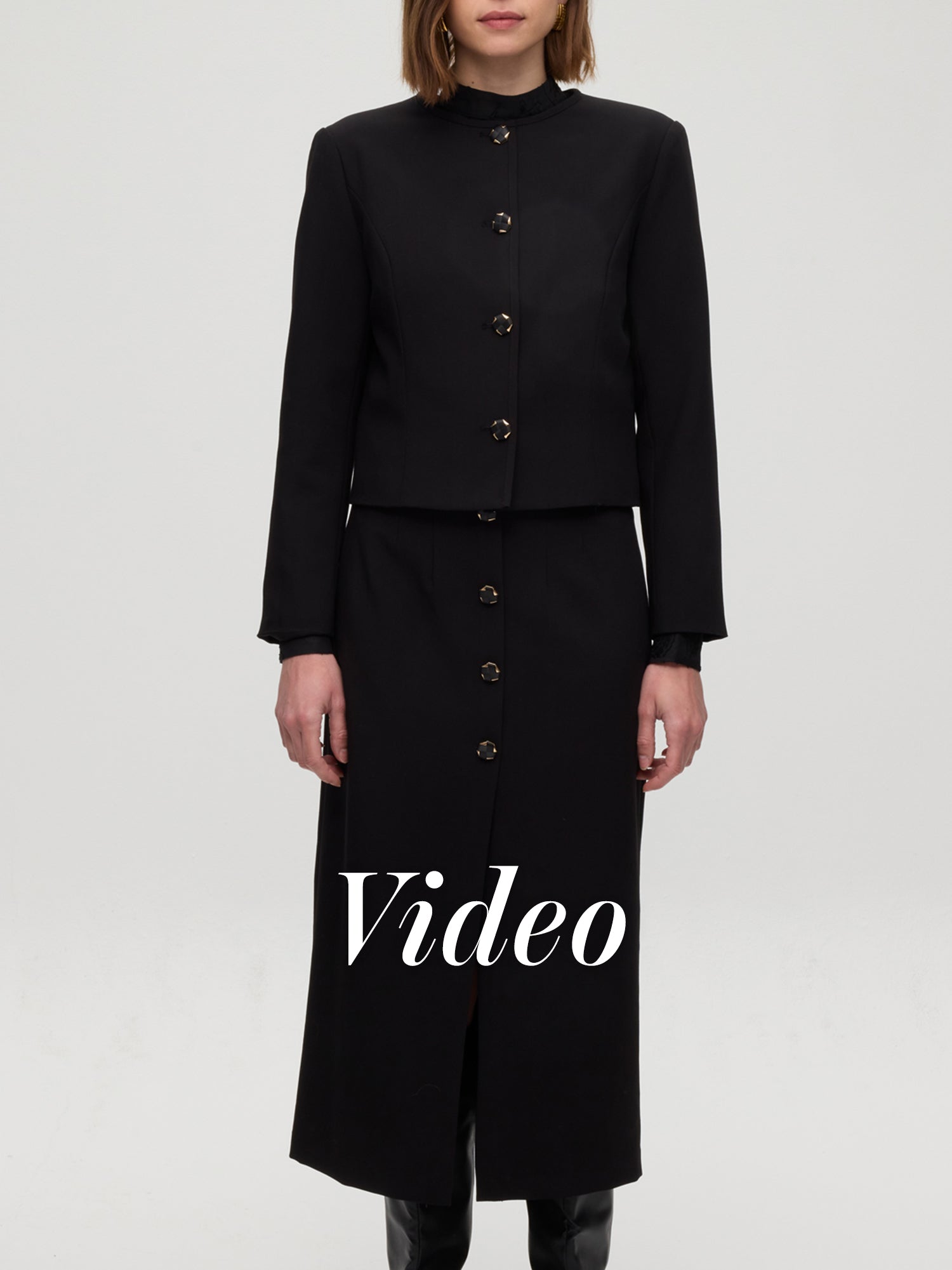 mioh | FORT SKIRT + FORT JACKET - Conjunto falda y chaqueta negros para un diario arreglado