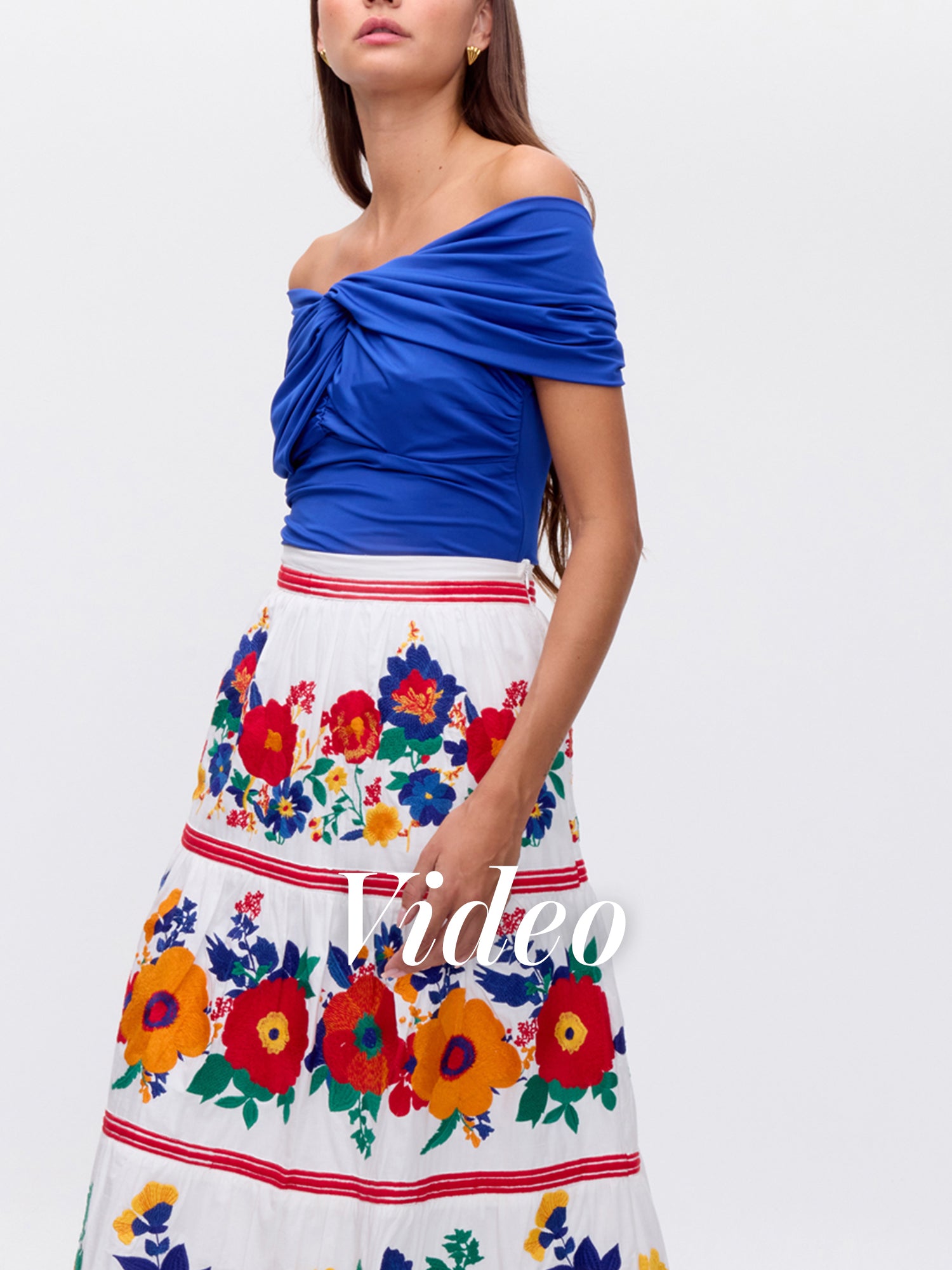 MIOH | WING BLUE - Top elástico posicional azul para invitada de boda