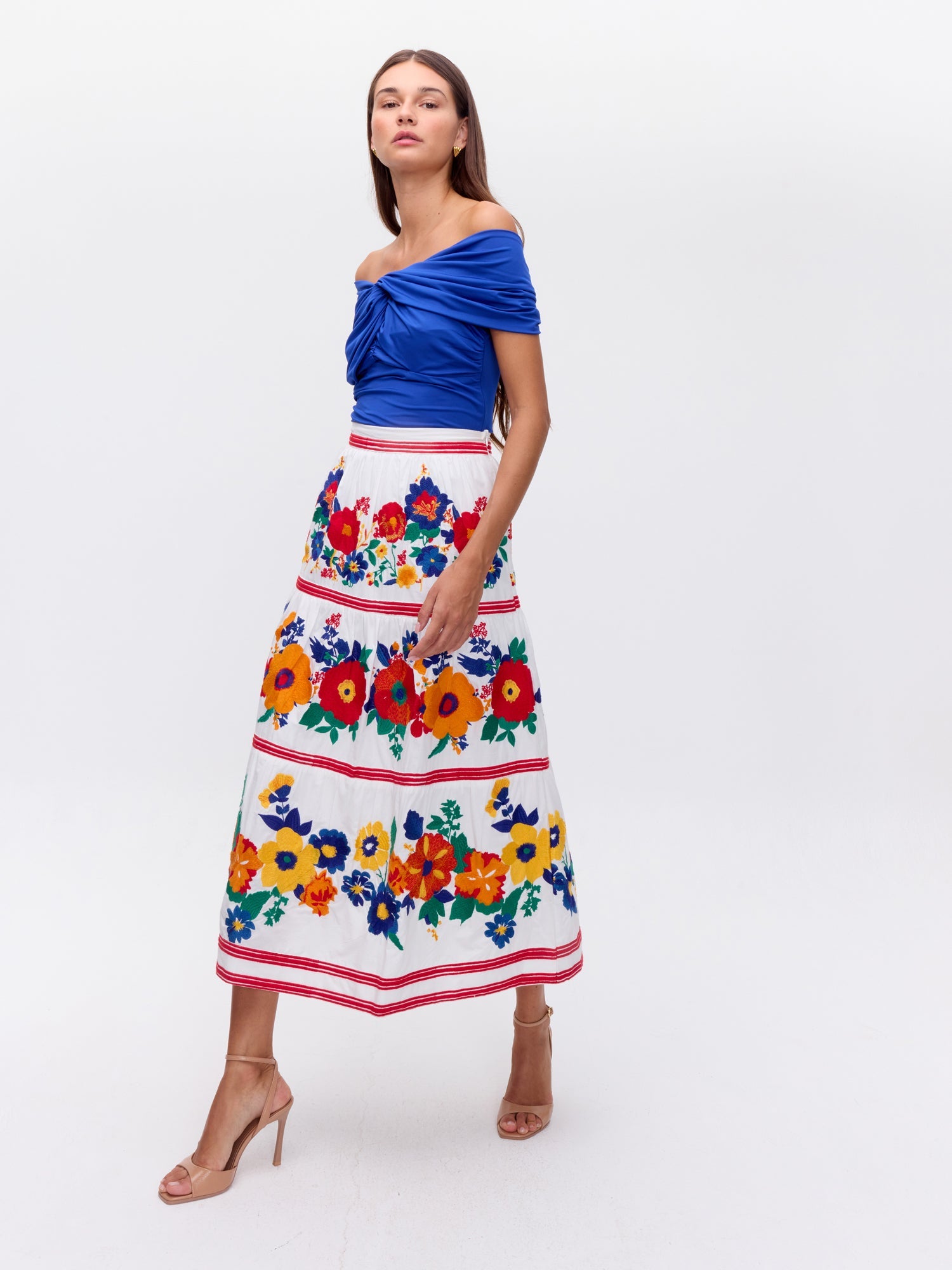 MIOH | WING BLUE - Top elástico posicional azul para invitada de boda