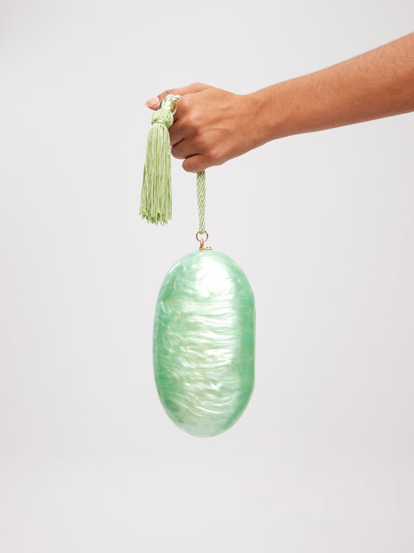 MINT BOMBON - Green pearlescent effect bag