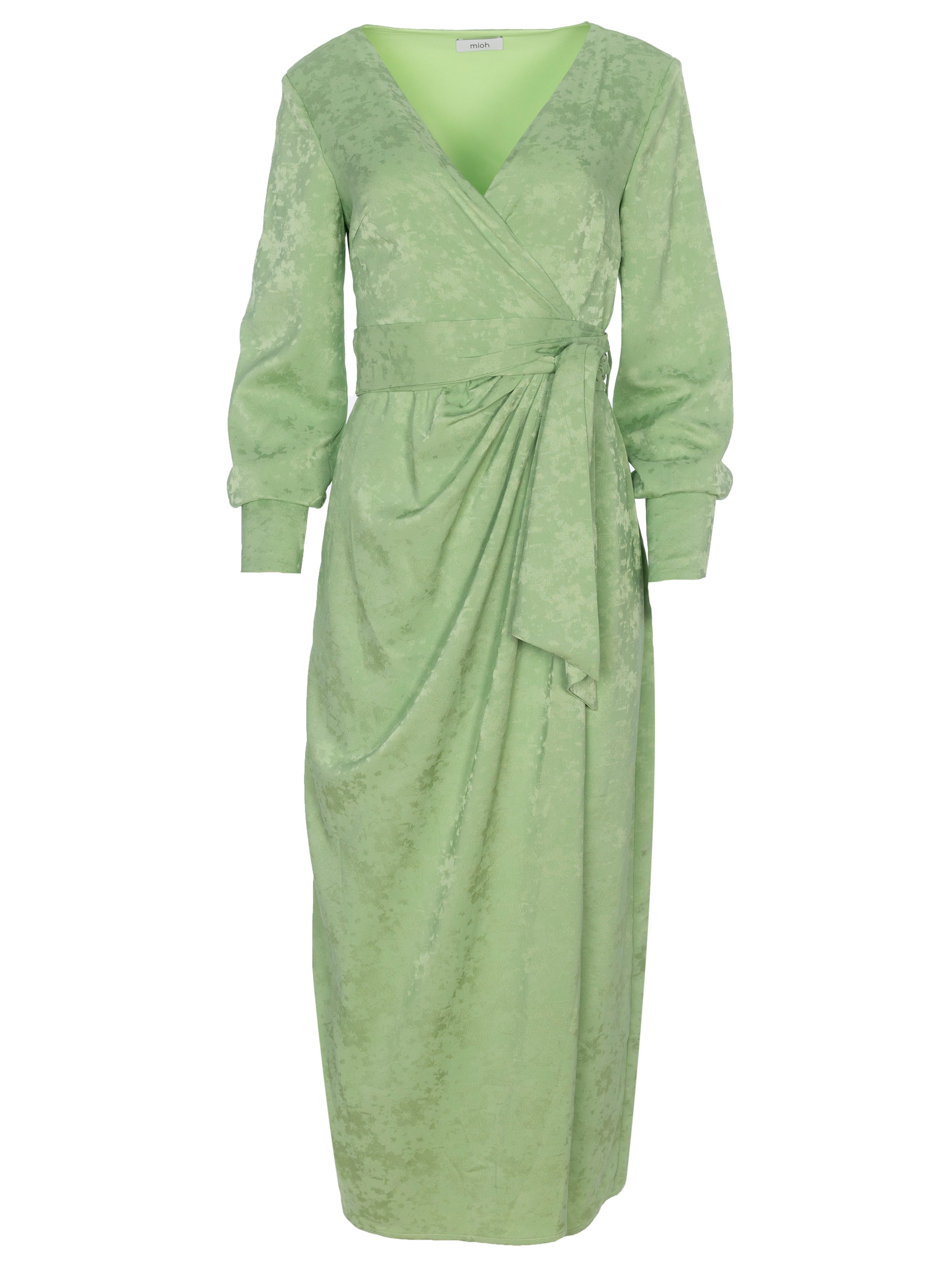 PAULINA - Vestido envolvente en tono verde menta, de fiesta e invitada de boda y evento primavera verano. MIOH es la marca española de vestidos de fiesta mas de moda, preferida por influencers y famosas de España