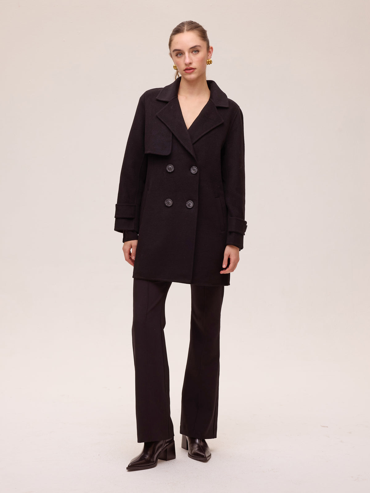 ALTAMIRA - Chaquetón marinero paño lana negro