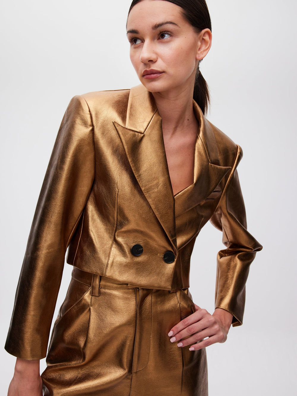 mioh | BUS GOLD - Gold Metallic Bolero Jacket