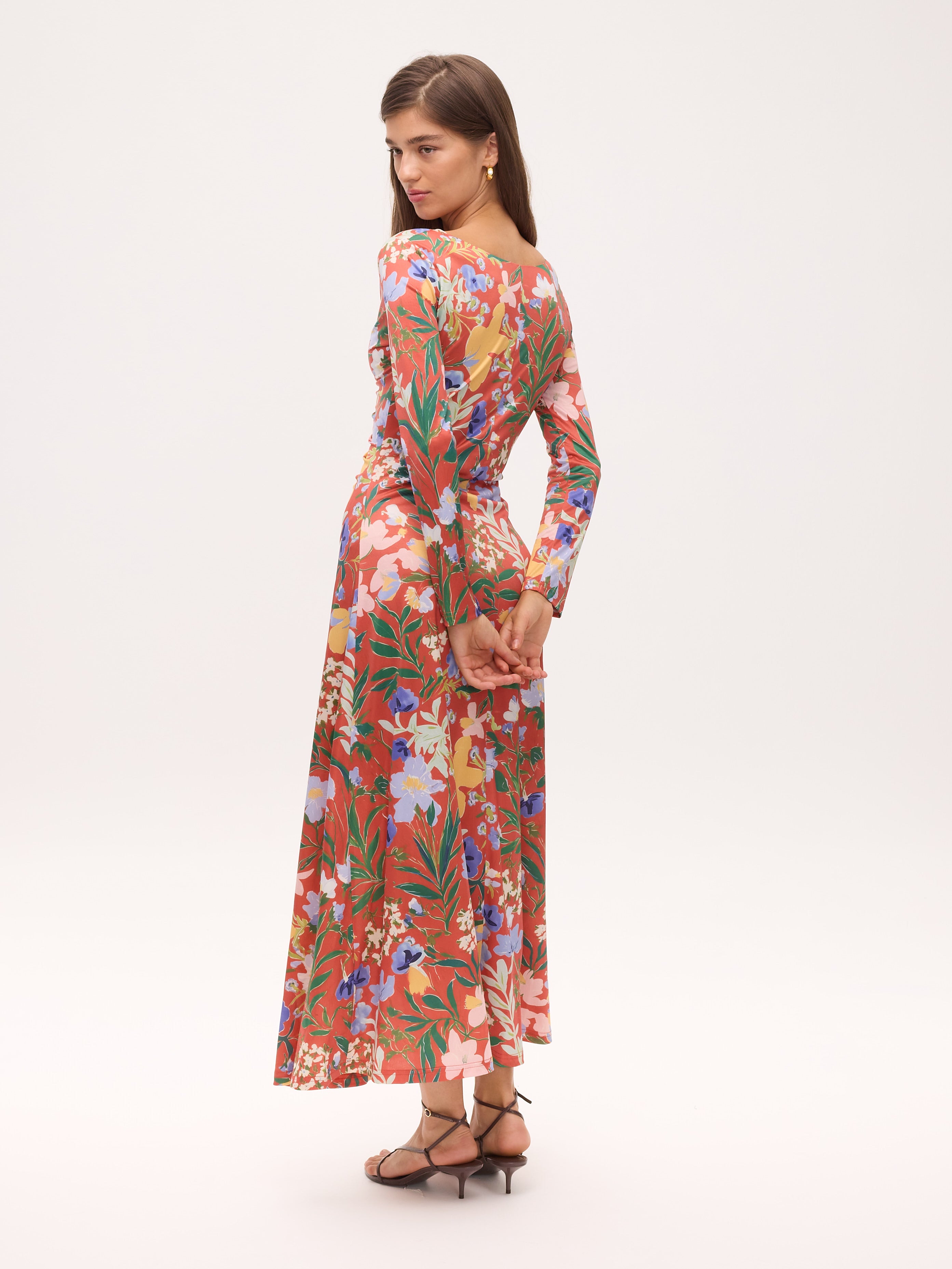 EMILIA - Vestido punto reversible estampado floral, de fiesta e invitada de boda y evento primavera verano. MIOH es la marca española de vestidos de fiesta para invitadas de boda más de moda en España