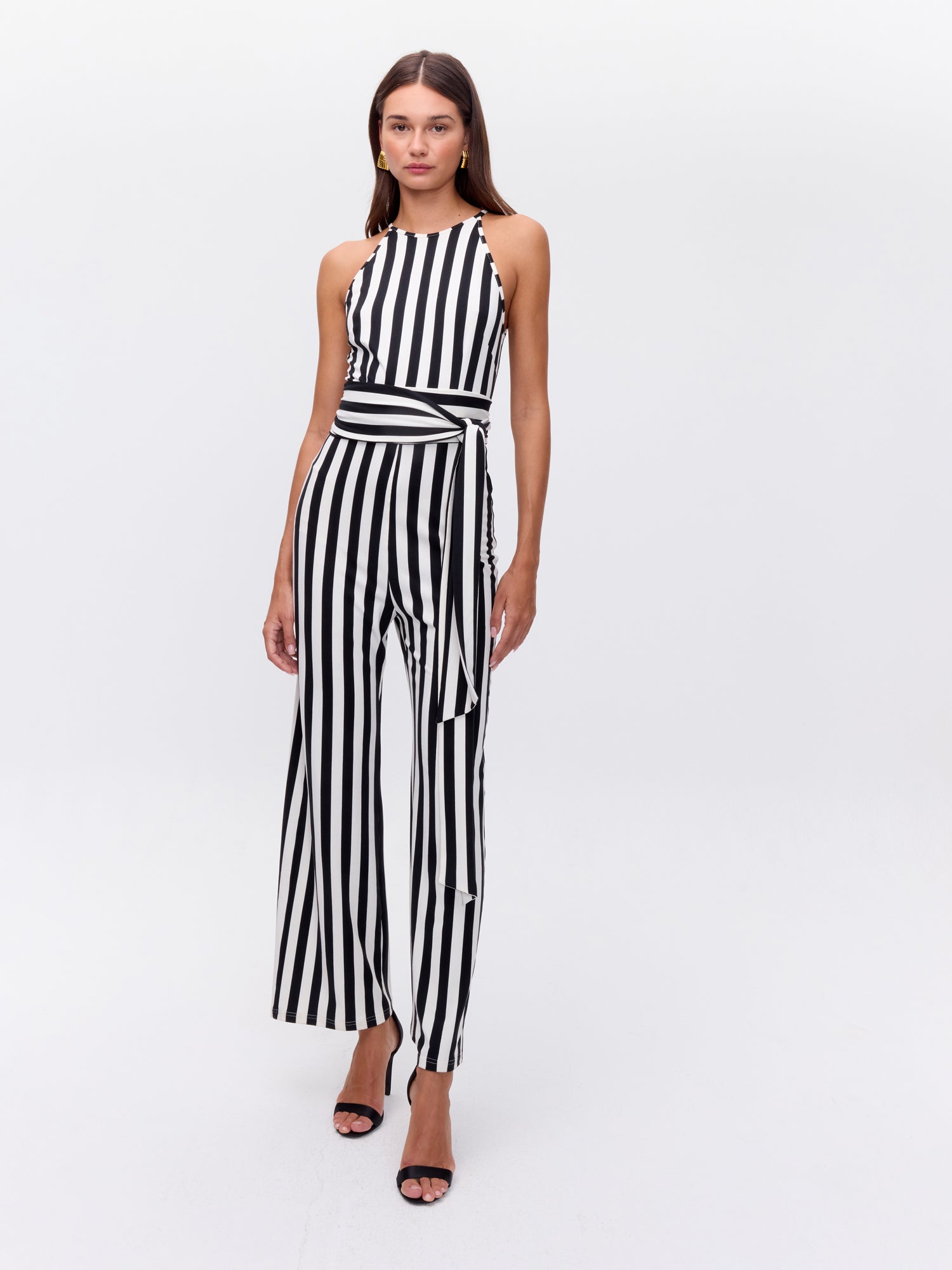 MIOH | FLAVOR STRIPES - Mono cuello halter rayas blanco y negro para invitada de boda