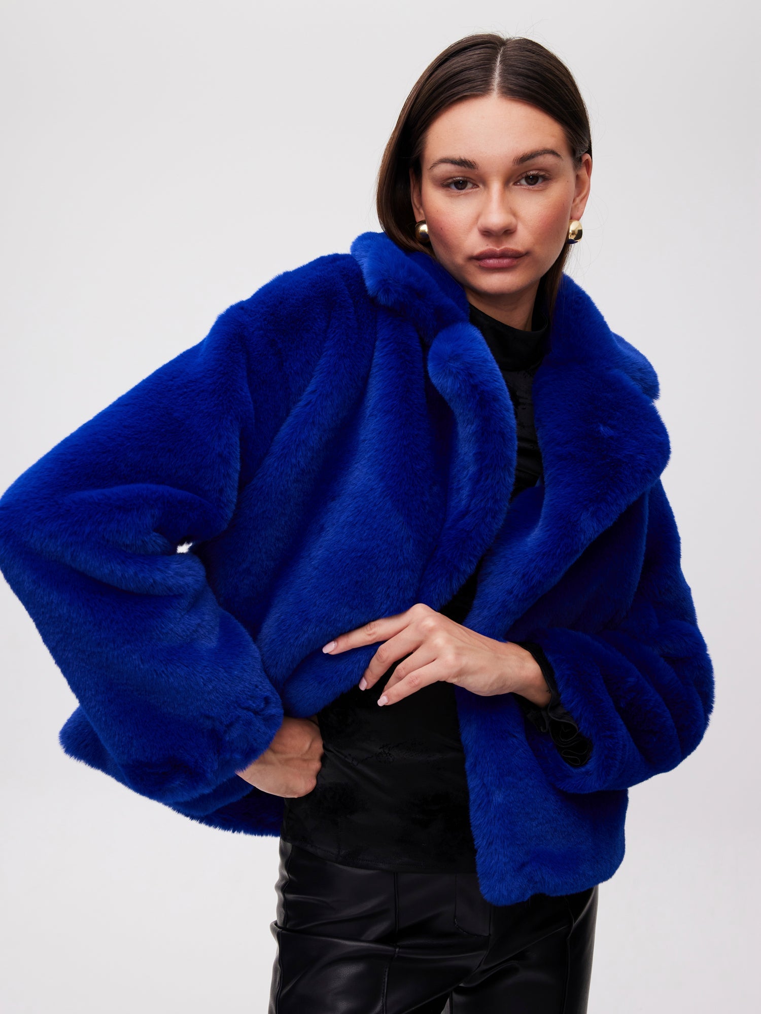 mioh | FREEWAY BLUE - Chaquetón corto faux fur azul