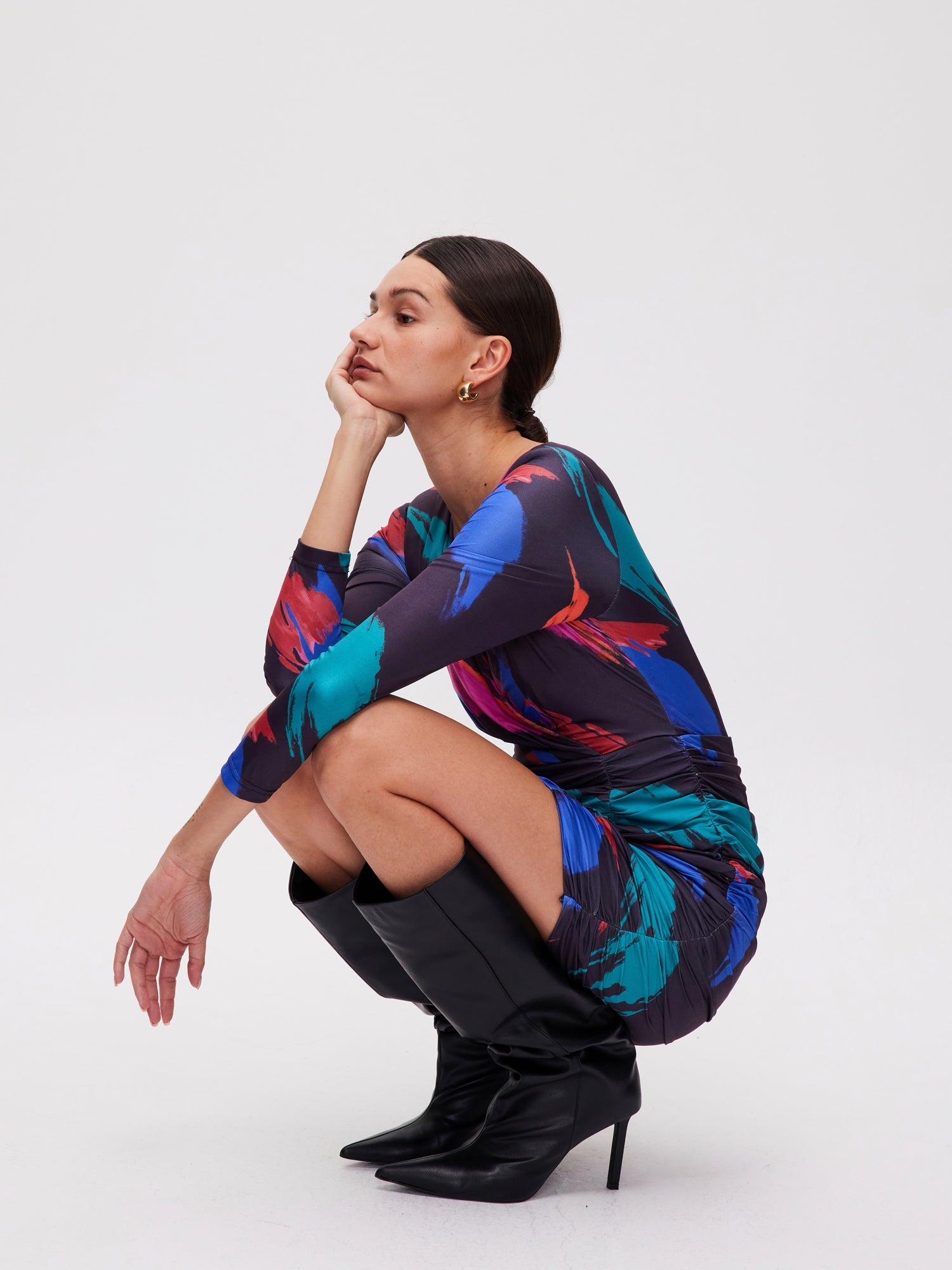 mioh | GRAFFITI - Vestido corto escote en pico print