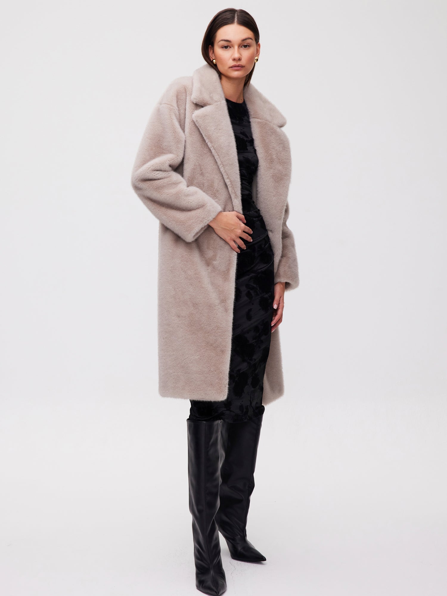 mioh | METRO PEARL - Abrigo largo sastrero faux fur gris