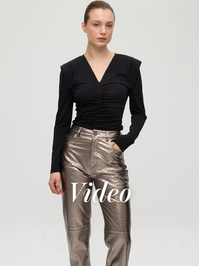 mioh | BEN METAL - Pantalón metalizados + BAY TOP
