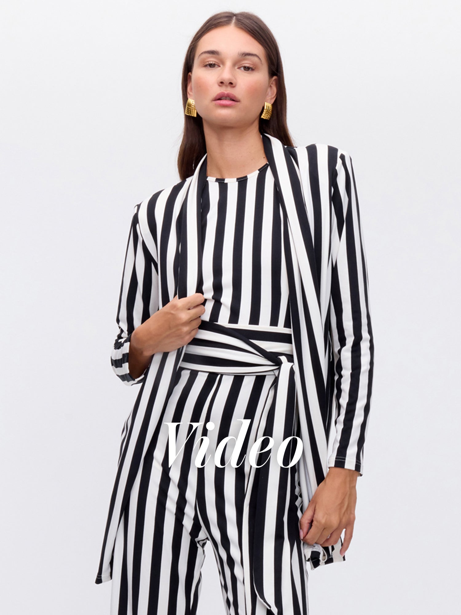 MIOH | FLAVOR STRIPES - Mono cuello halter rayas blanco y negro para invitada de boda