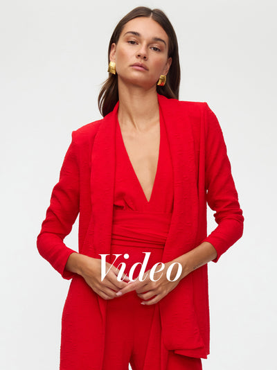 MIOH | FLOW RED - Kimono de jacquard rosas rojas para invitada de boda