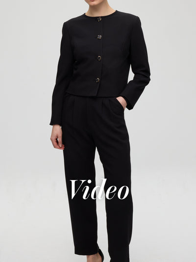 mioh | FORT JACKET + FORT PANT - Chaqueta y pantalón punto roma negro