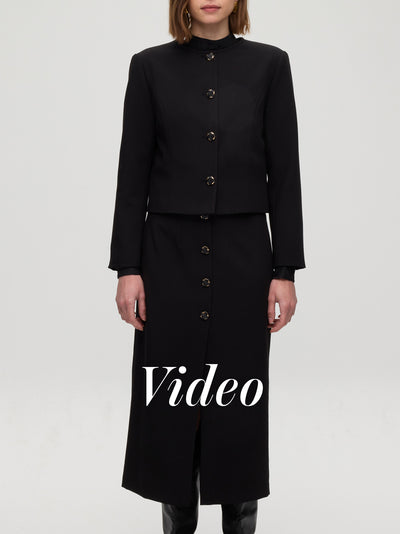 mioh | FORT SKIRT + FORT JACKET - Conjunto falda y chaqueta negros para un diario arreglado
