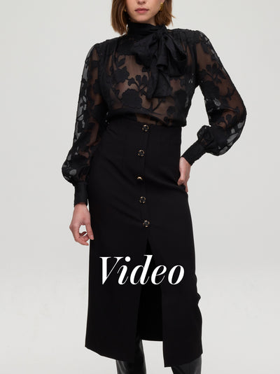 mioh | MONT BLACK - Camisa negra arreglada + FORT SKIRT - Falda negra diario