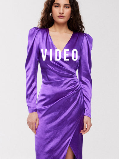 mioh | HUDSON PURPLE - Vestido midi largo para invitada boda y fiesta. Pura tendencia vogue FW23. MIOH marca española moda famosas instagramers