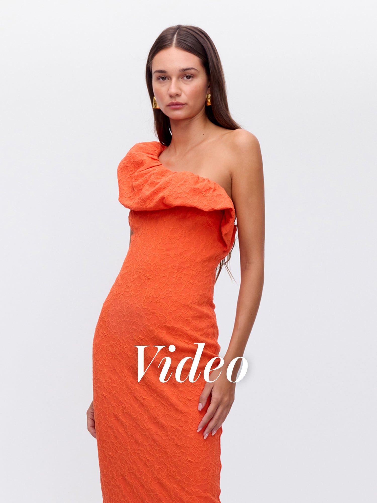 MIOH | POETIC ORANGE - Vestido asimétrico volante naranja para invitada de boda