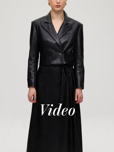 mioh | EMPIRE BLACK + ROCKEFELLER. CONJUNTO CHAQUETA Y FALDA ECOPIEL NEGRA