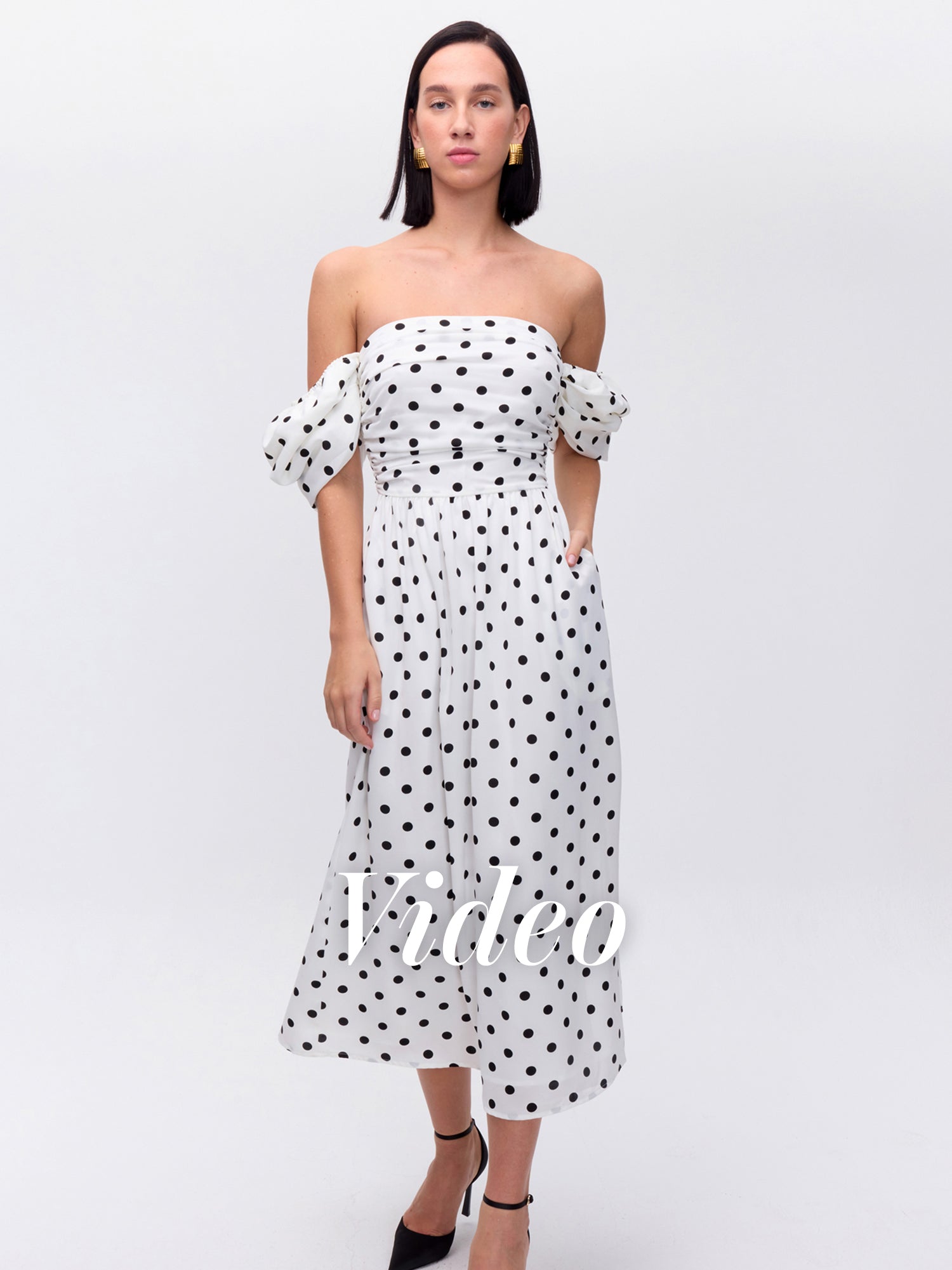 MIOH | SUSPIRO DOTS - Vestido corpiño vuelo dots blanco para invitada de boda