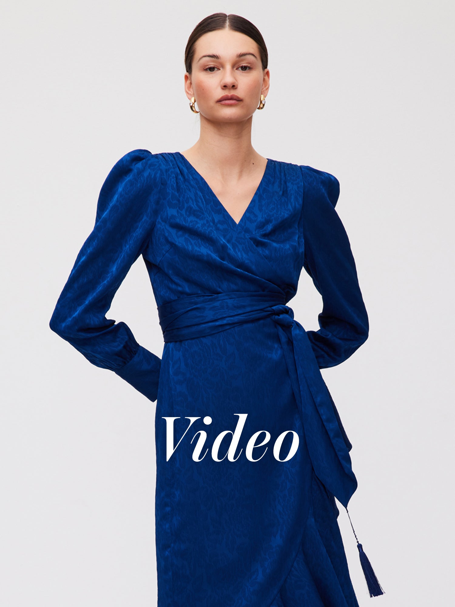 CITY BLUE - Vestido midi wrap azul invitada boda, fiesta y evento