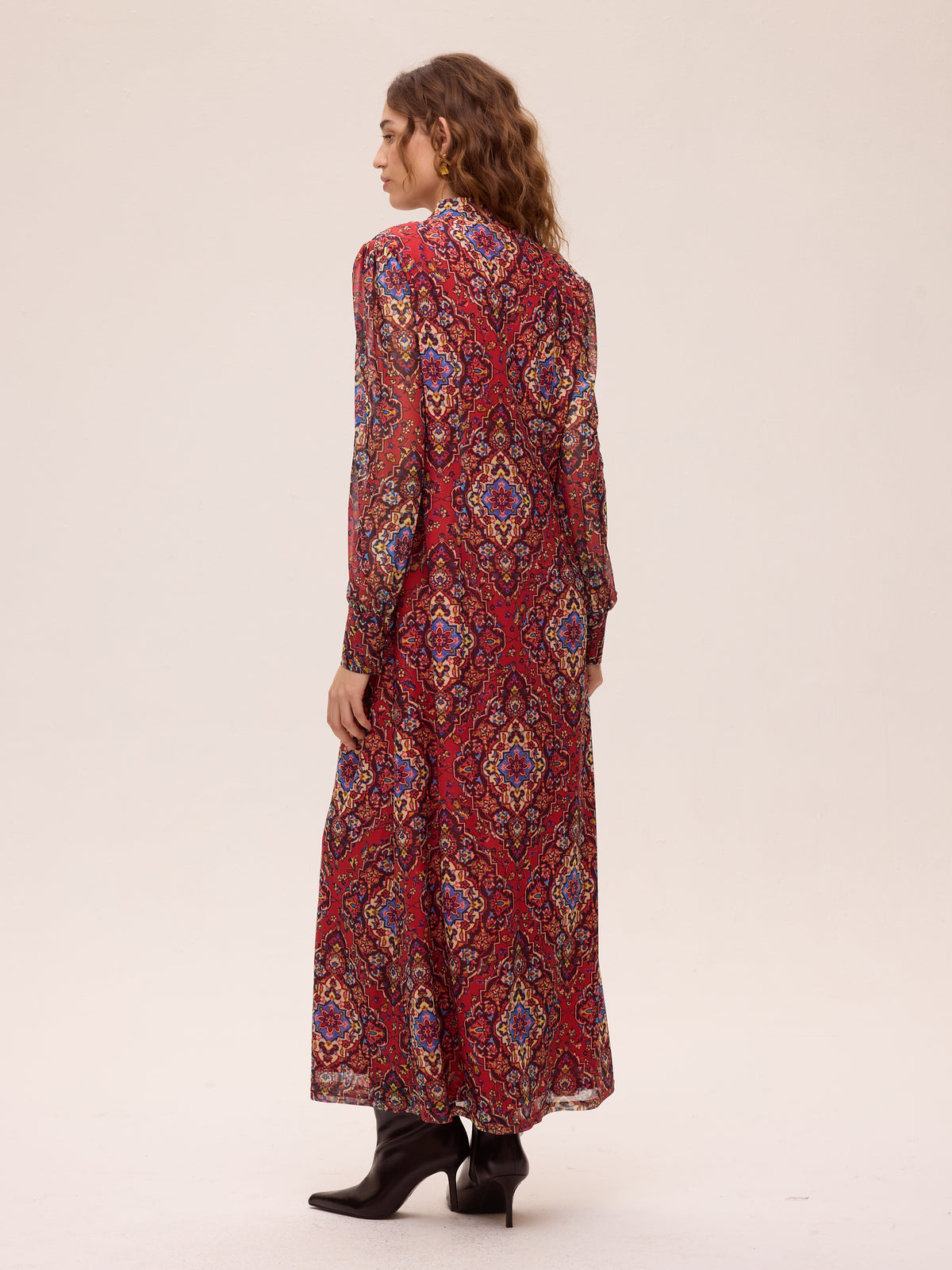 SUMMIT PRINT - Vestido amplio tul estampado boho, vestido de invitada de boda de la colección otoño invierno de MIOH, diseñado en España
