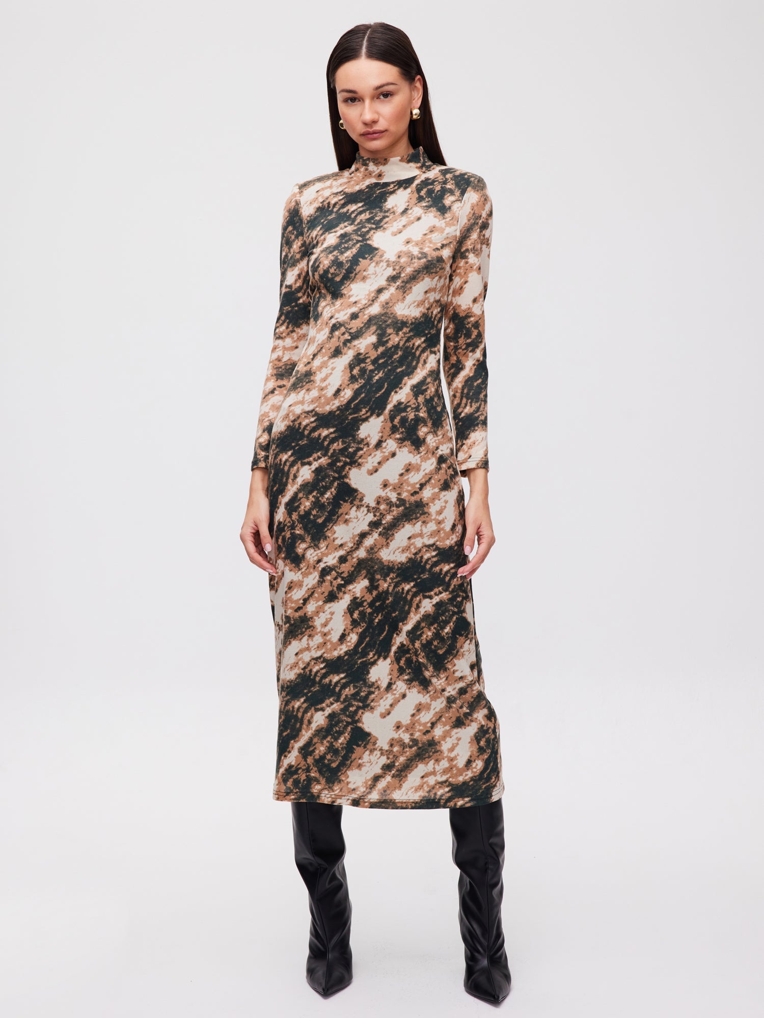 mioh | TOWER MARBLE - Vestido midi cuello perkins punto