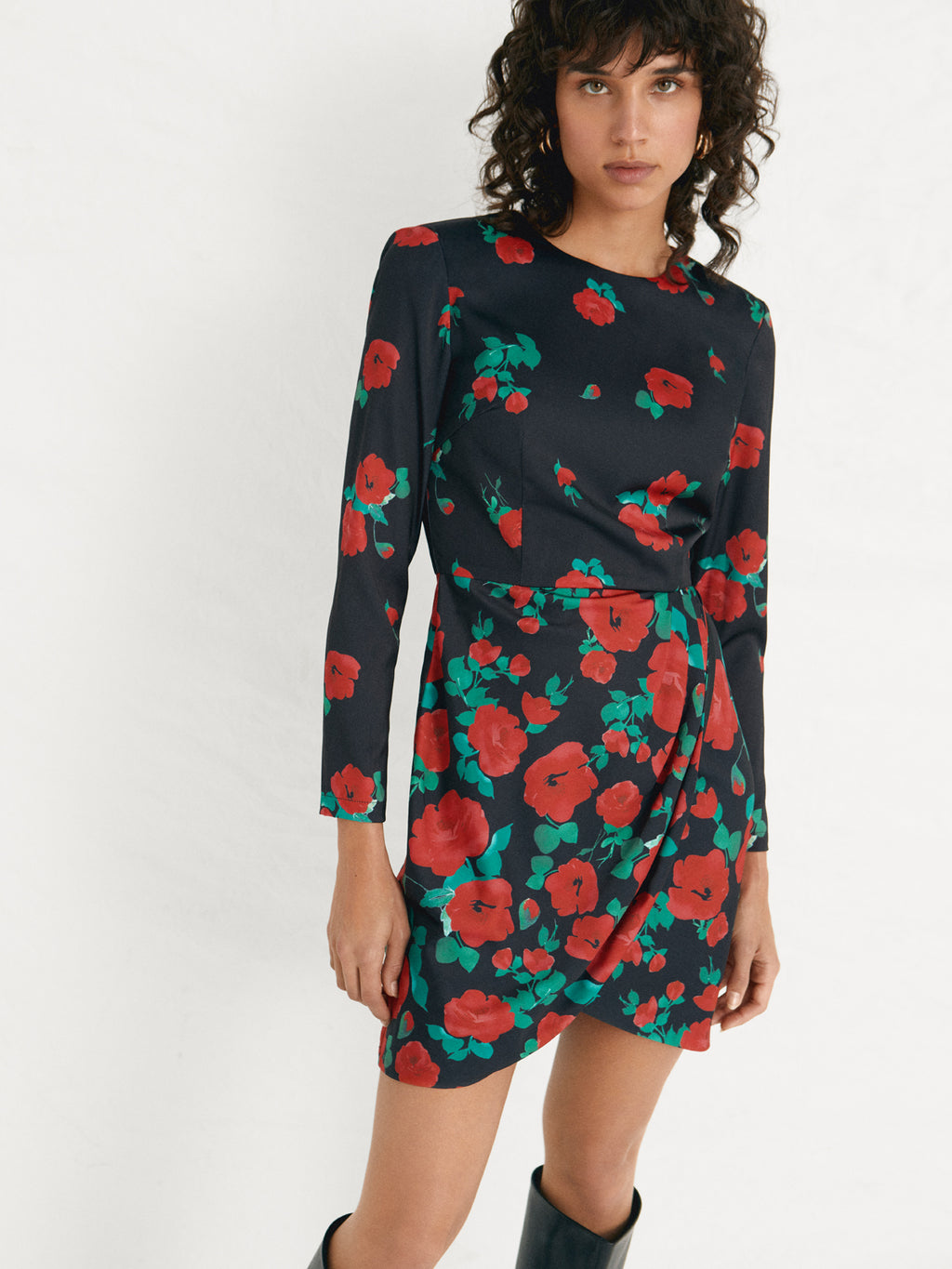 CAROLYN Short rose print dress