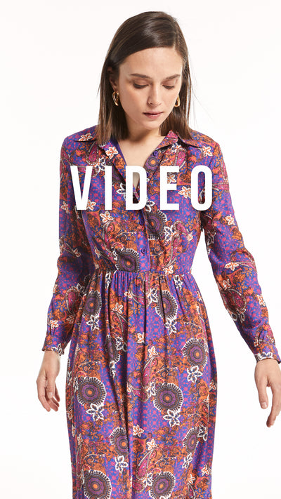 mioh | COUNTRY PAISLEY - Vestido camisero estampado. Te presentamos el COUNTRY PAISLEY, nuestro clásico vestido camisero pura tendencia en estampado paisley morado y naranja. Vestido todoterreno que te pondrás una y otra vez. Patrón súper contrastado que llevamos todas las temporadas. Gran inversión.