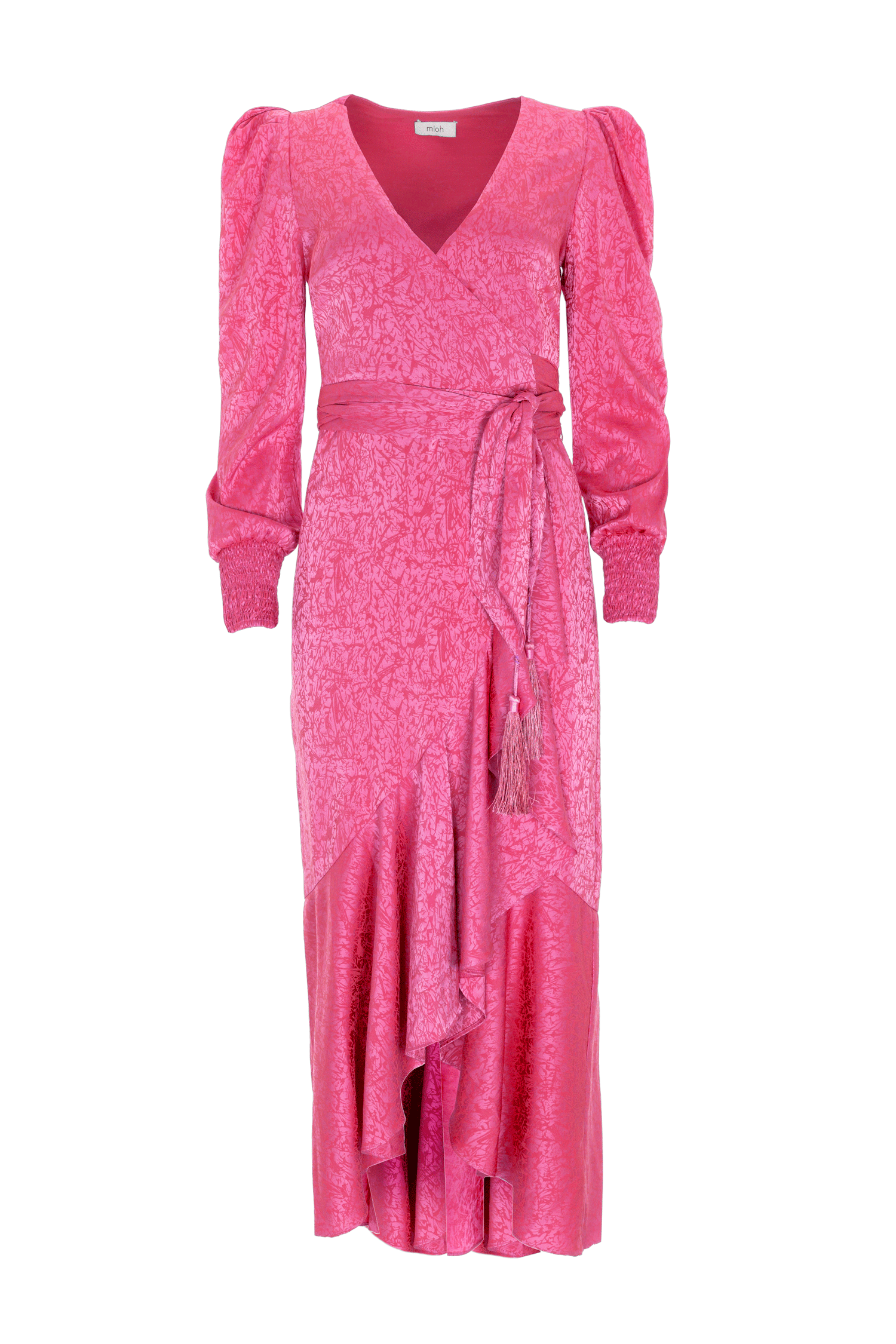 mioh | GRACE PINK - Vestido wrap Jacquard para invitada boda y eventos