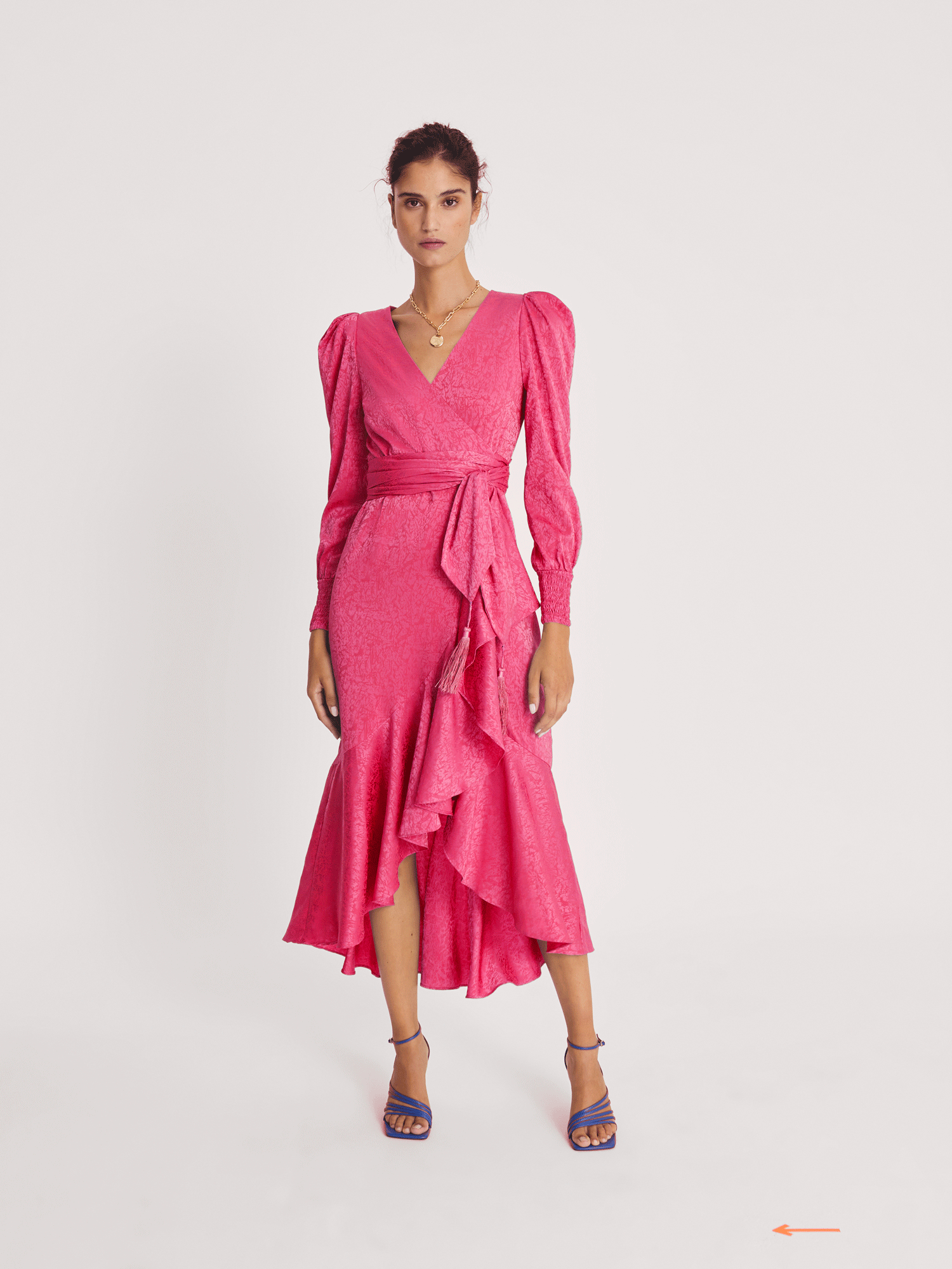 mioh | GRACE PINK - Vestido wrap Jacquard para invitada boda y eventos